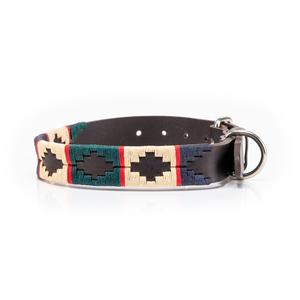 vonblank Hundehalsband 705 creme / grün / dunkelblau / rot