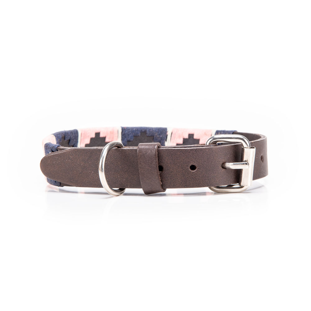 Hundehalsband 710, , rosé / dunkelblau / weiß