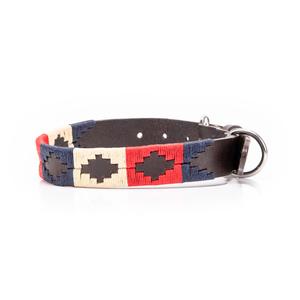 vonblank Hundehalsband 724 dunkelblau / creme / rot