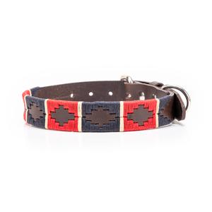 vonblank Hundehalsband 733 rot / dunkelblau / creme
